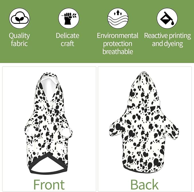 Cute Dalmatian Dog Costume, Animal Dalmatian Print Hoodies Puppy Winter Clothes Sweatshirt for Halloween Cosplay Autumn Wear Dog Winter Hoodies with Pocket for Small Medium Dogs S-PawvioPets