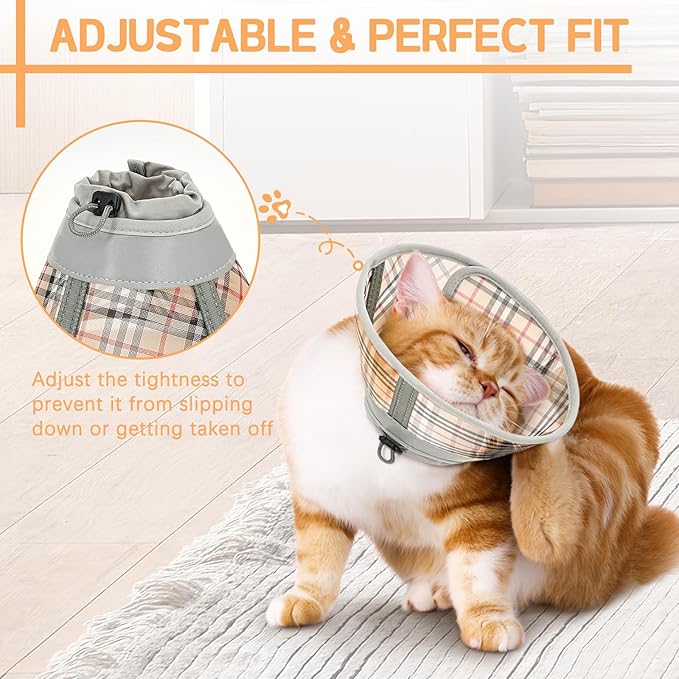Cat Cone Collar Soft, Cat Recovery Collar for Large Medium Small Cats Kittens, Pet Cone Alternative After Surgery-PawvioPets