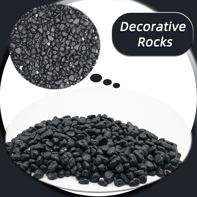 Black Pebbles for Crafts, 0.9 Pound Natural Polished Aquarium Gravel, Decorative Pebbles for Indoor Plants, Turtle Tank, Vase, Succulents Cactus, Garden Landscaping-PawvioPets