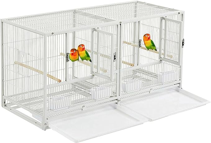 Combo Stacker Center Divided Breeder Breeding Bird Flight Double Rolling Cage for Aviaries Canaries Cockatiels Lovebirds Finches Budgies Small Parrots One Stacker-PawvioPets