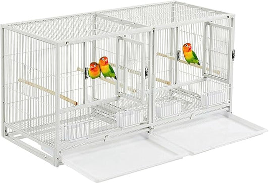 Combo Stacker Center Divided Breeder Breeding Bird Flight Double Rolling Cage for Aviaries Canaries Cockatiels Lovebirds Finches Budgies Small Parrots One Stacker-PawvioPets