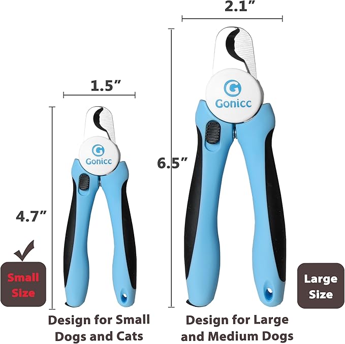 gonicc Professional Small Dog and Cat Nail Clippers Sharp Stainless Steel Pet Nail Trimmers(with Free Nail File in Handle), with Safety Guard to Avoid Overcutting-PawvioPets