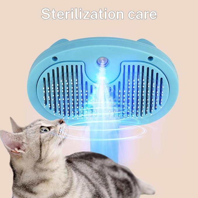 5-in-1 Pet Steam Brush for Cats & Dogs – Grooming, Shedding, Massage & One-Touch Clean for Short & Long Hair Pets – Electric Cat Brush with Comb & Steam (Blue)-PawvioPets