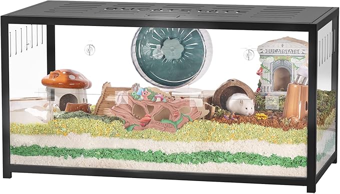 BUCATSTATE Hamster Cage Metal 2.0 - Small Animal Habitats Large Stackable with Top Access Easy Assemble 39.3L*19.7W*20.6H Inches Dwarf Syrian Hamster House for Guinea Pig, Gerbil (774sq inch Black)-PawvioPets
