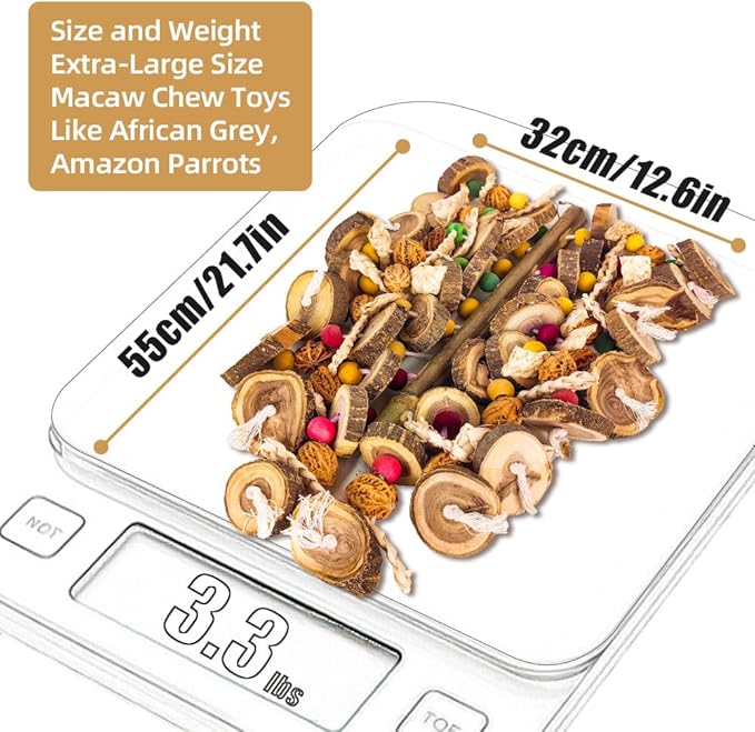 Extra Large Bird Parrot Toys- 21.7 inch Multicolored Natural Wooden Walnut Parrot Chewing Toy Suggested for Macaws cokatoos, African Grey and a Variety of Amazon Parrots. (Large Size)-PawvioPets