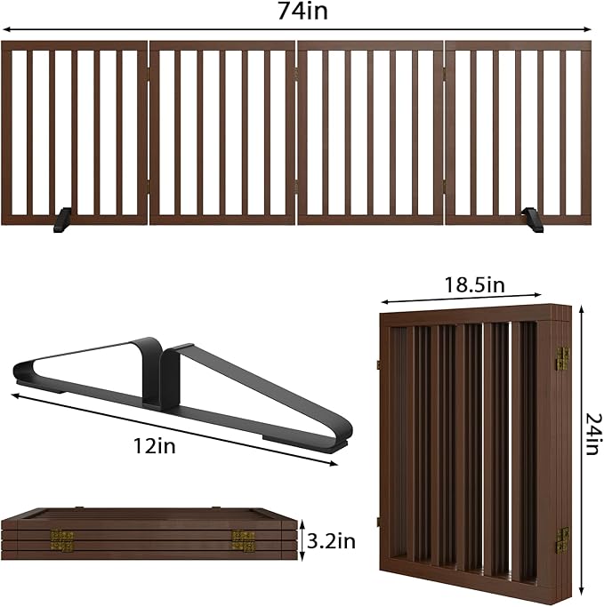 Dog Gate for Stairs,Foldable Dog Gate for Indoor Doorways House,Freestanding Pet Gates for Dogs,Doogie Puppy Fence Gate-PawvioPets