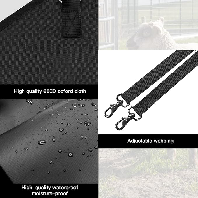 3 Packs Goat Hay Feeder,Hay Bags for Goats,Horses,Sheep,Premium 600D Oxford Cloth,with Metal Fastener and Adjustable Open Feed Hole for Slow Feeding. (3 Black)-PawvioPets