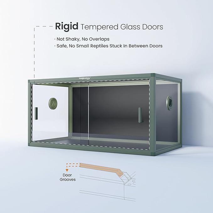 50 Gallon Bearded Dragon Tank, Reptile Enclosure for Easy Maintenance, Front Opening Reptile Tank with Top Screen Ventilation & Glass Sliding Door 36''x18''x18''-PawvioPets