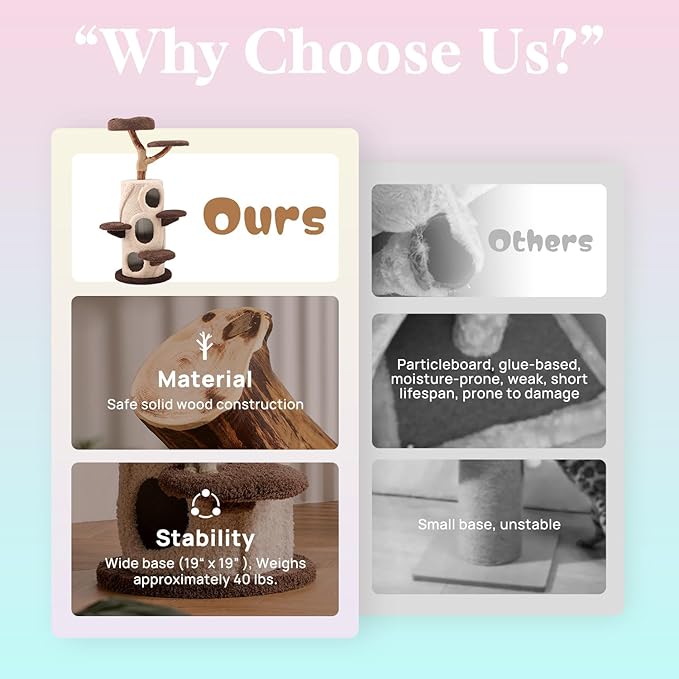 54.7'' Tall Modern Wood Cat Tree with 3 Level House, Luxury Cat Tower for Home Decoration, Large Cat Condo for Multi-Cat Families-PawvioPets