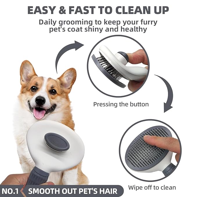 6-in-1 Grey Pet Grooming Kit: Hair Brush, Towel, Washing Gloves, Slicker Brush, and Shampoo Scrubber for Dogs and Cats-PawvioPets