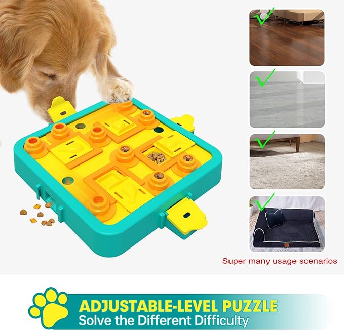 Dog Puzzle Toy Mental Stimulation - Level 3 in 1 Dogs Food Feeder Puzzle, Dog Treat Puzzle Feeder (Advanced-Blue Board)-PawvioPets