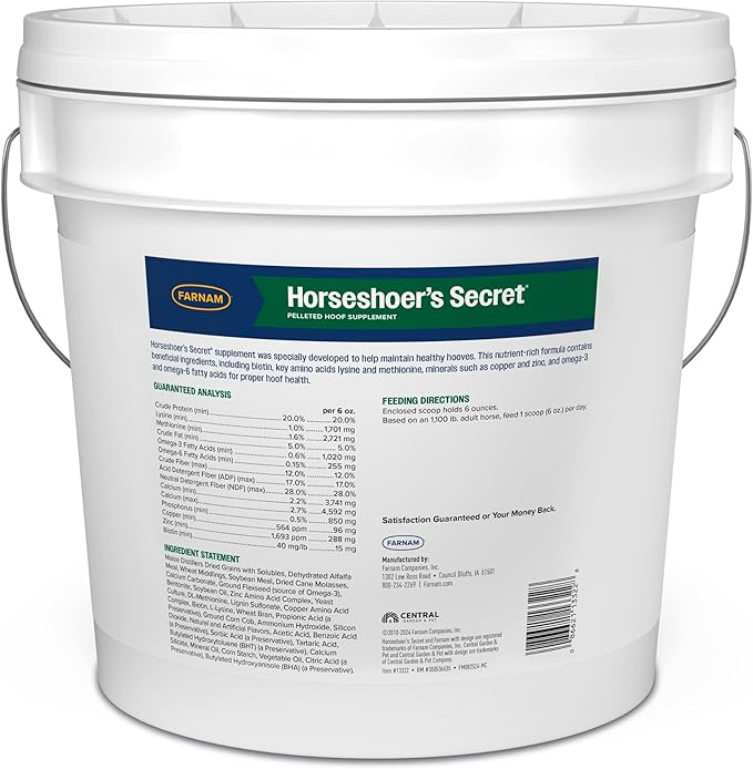 Farnam Horseshoer's Secret Pelleted Hoof Supplement for horses promotes healthy hoof growth, 22 lb., 60 day supply-PawvioPets