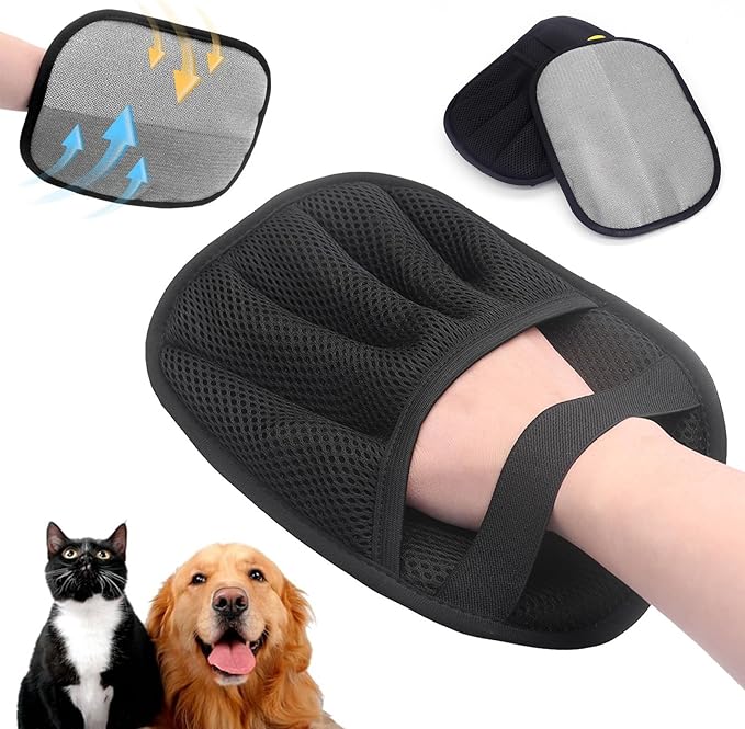2025 New Upgraded Electrostatic Pet Hair Removal Gloves - Reusable Cat Hair Remover & Dog Hair Removal Mitt with Elastic Cuff & Finger Loops for Furniture, Bedding, Car (1pcs)-PawvioPets