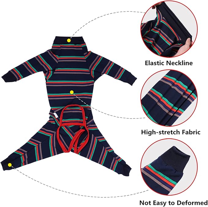 Dog Recovery Suit, Abdominal Wound After Surgery Wear, Prevent Licking Wounds, E-Collar & Cone Alternatives, Long Sleeve Postoperative Shirts Dog Pajamas Prevent Shedding(XL, Blue)-PawvioPets