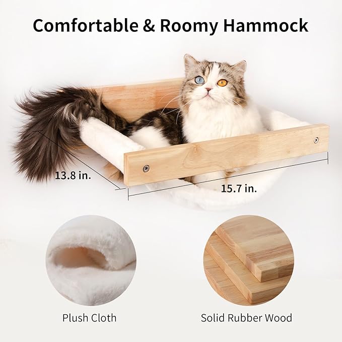 FUKUMARU Cat Wall Furniture, 3 Pack Cats Walls Shelves Set, Solid Rubber Wood Kitten Shelf for Sleeping, Playing, Climbing and Lounging-PawvioPets