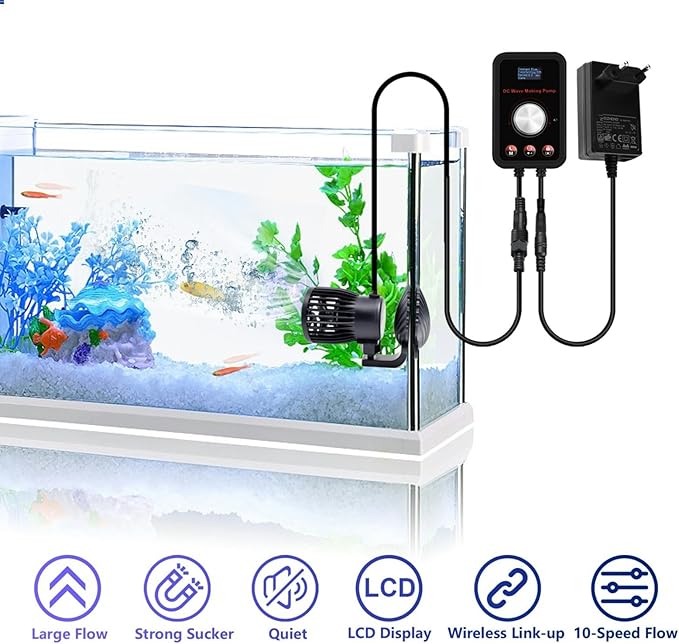 CONQUERALL 520-2600GPH 15W Wave Maker 24V DC Multi Angle Direction Sine Wave Technology Large Flow Suit for Fish Tank Aquarium Freshwater and Saltwater-PawvioPets