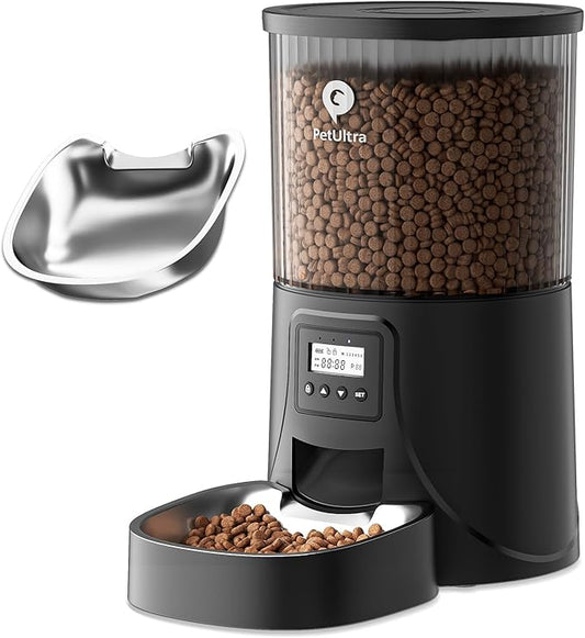 Automatic Cat Feeder: 4L Timed Cats Food Dispenser Programmable 1-6 Meal for Cat and Small Medium Dog- Auto Pet Feeder Easy to Set Up Dual Power Supply with Desiccant Bag| Detachable Washable-PawvioPets