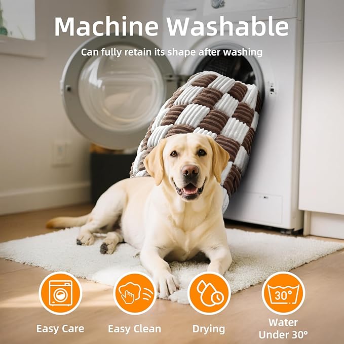 Dog Bed Mat for Car Back Seat Extenders, Washable Non-Slip Travel Cover for Back Seat - 24.8"x54", Brown-PawvioPets