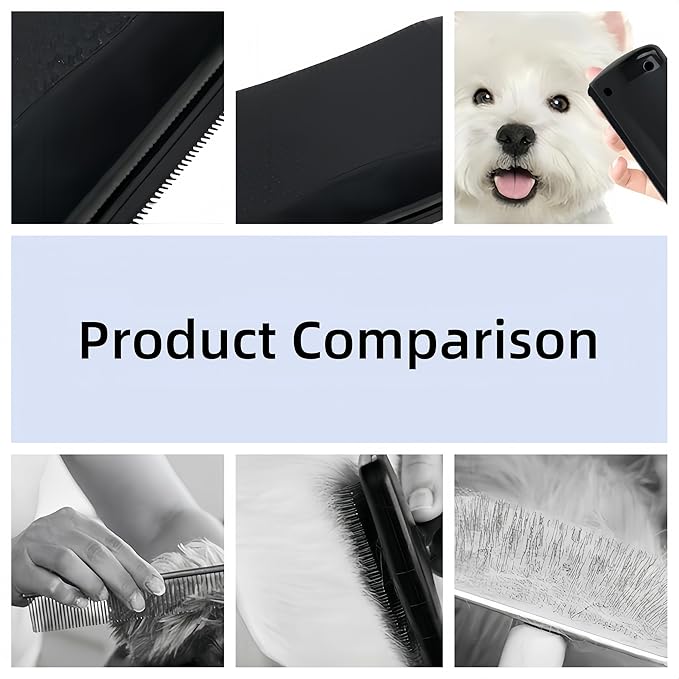 Deshedding Brush for Dogs & Cats - Dual-Head Pet Grooming Tool with Ergonomic Handle, Gentle Hair Removal Brush for Horses, Rabbits-PawvioPets