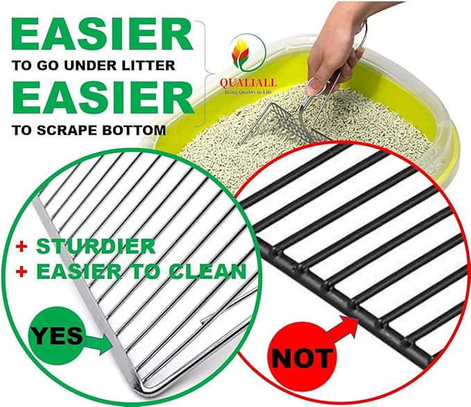 All Metal Litter Scoop, Solid Metal Sifter, Cat Litter Scoop Metal Jumbo, Cat Urine Scoop, Litter Scooper with Holder, Litter Scooper Holder, Jumbo Cat Litter Scoop Sifter Scooper Holder-PawvioPets