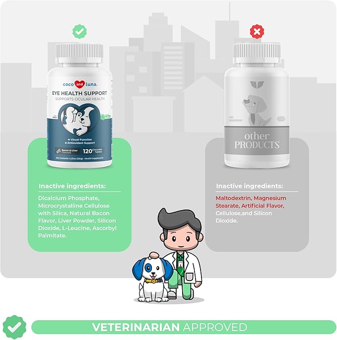 Eye Support for Dogs - 120 Chewable Tablets - Supplements for Vision, Eye Vitamins for Dogs, with Cod Liver Oil Antioxidant, Omega 3 EPA and DHA Fatty Acids.-PawvioPets