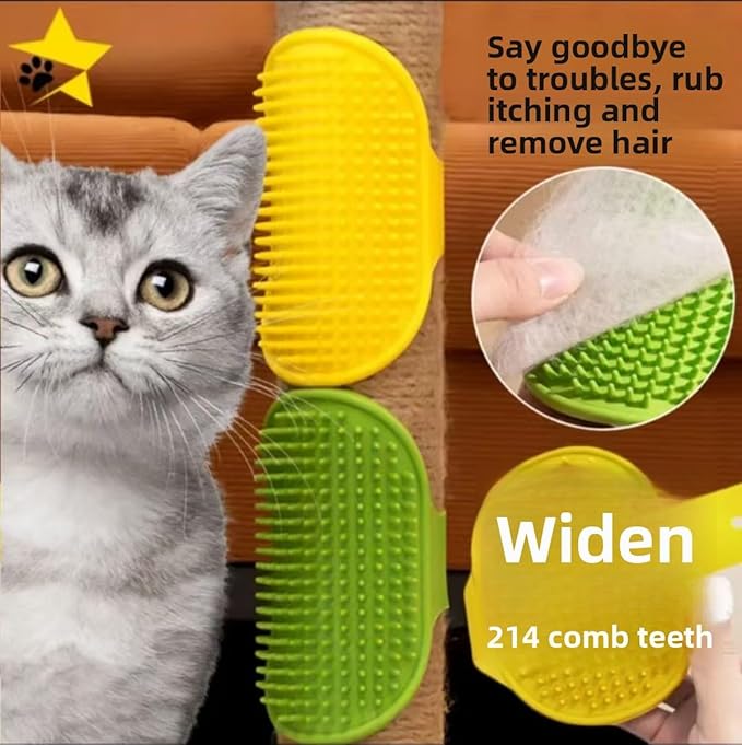 4PCS cat self groomer,cat brushes for indoor cats,Adjustable silicone self-cleaning massage tool for scratching, bathing, massaging, cleaning hair for cats and dogs-PawvioPets