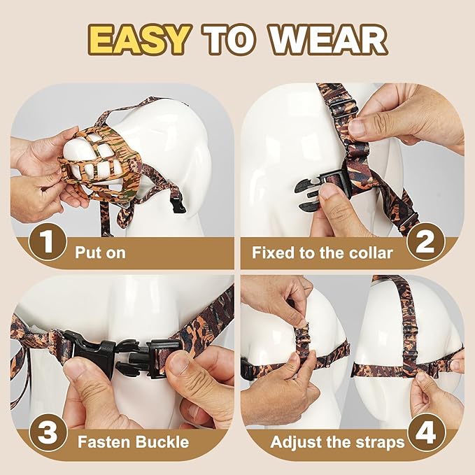 Basket Muzzle to Prevent Biting, Dog Muzzle for Large Medium Small Dogs Allows Panting Drinking Anti Chewing, Perfect for Grooming Trimming Training and Aggressive Reactive Dogs (Brown, Size 3)-PawvioPets