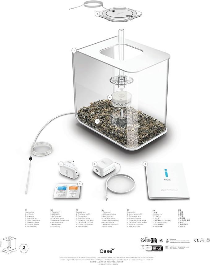 biOrb Flow 30 Acrylic 8-Gallon Aquarium with White LED Lights Modern Tank for Tabletop Display, Black-PawvioPets