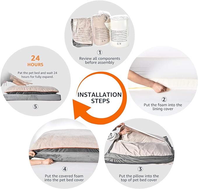 Amazon Basics Dog Bed with Cooling Gel Memory Foam, Pressure-Relief Support for Dogs up to 120lbs, Non-Slip Bottom, Machine Washable Cover, Giant Sized (48" x 36"), Grey-PawvioPets