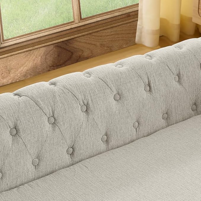 Dog Sofa Couch for Medium to Large Dogs, 55" Memory Foam Pet Sofa Couch with Washable Fabric, Durable Elevated Dog Bed with Legs, Removable Cushion for Medium and Large Dogs, Beige-PawvioPets