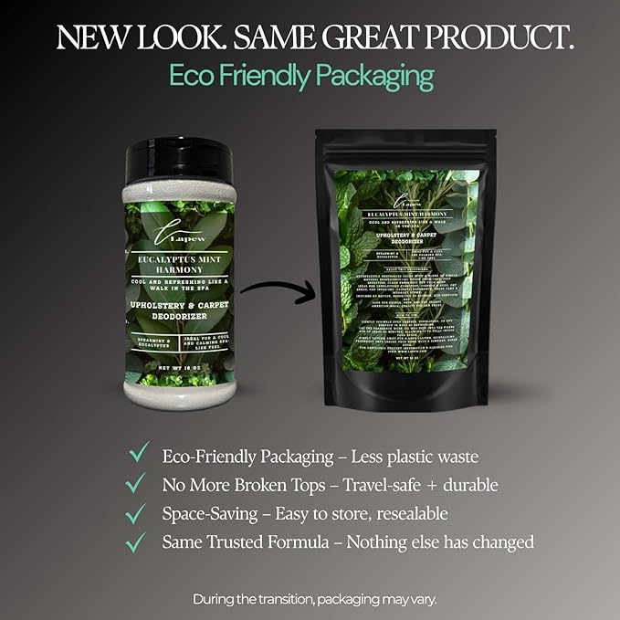 Eucalyptus Mint Harmony Carpet Freshener Powder: Powerful Odor Eliminator for Home, Upholstery Deodorizer, Carpet Deodorizer, Pet Urine, Cat Litter Box - Eucalyptus Spearmint Fragrance-PawvioPets