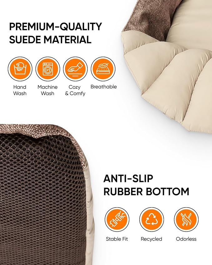 Dog Travel Bag | Cat Carrier | Small Pet Taxi | Lightweight Soft-Sided Tote, Car-Seat Compatible, Washable, 6–20 lb | Vegan Materials | Brown-PawvioPets