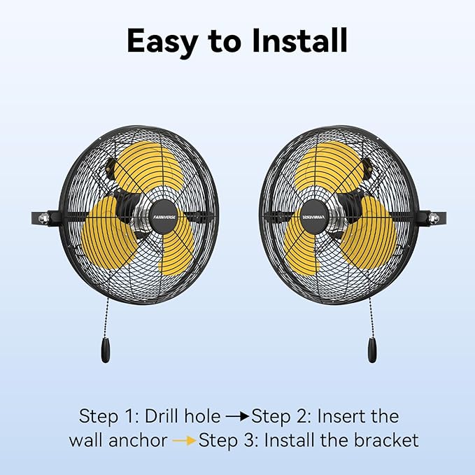 12 Inch Wall Fan Pro Series - Sealed Motor High Velocity Wall Mount Fans for Commercial, Residential, Warehouse, Covered Patio, Shop, Garage, Barn, Gazebo 3 Speed 2800 CFM UL Safety Listed-PawvioPets