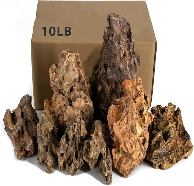 Dragon Rocks Aquariums Stones Natural Rocks for Aquascaping, Aquariums, Terrariums, Vivariums Decorative Stone,Reptile Enclosures,Paludariums,and Gardens-10LB（2 to 7 inch）-PawvioPets