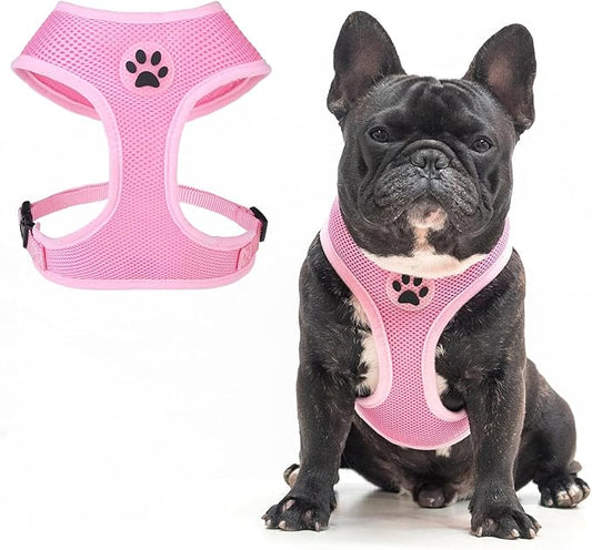 BINGPET No Pull Dog Harness,Soft Mesh Breathable All Weather Vest Harness,Safety Protection Design Durable Adjustable Step-in Easy Walk Dog Harness for Small Medium Large Dogs(LightPink,L)-PawvioPets