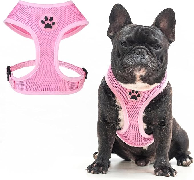 BINGPET No Pull Dog Harness,Soft Mesh Breathable All Weather Vest Harness,Safety Protection Design Durable Adjustable Step-in Easy Walk Dog Harness for Small Medium Large Dogs(LightPink,XL)-PawvioPets
