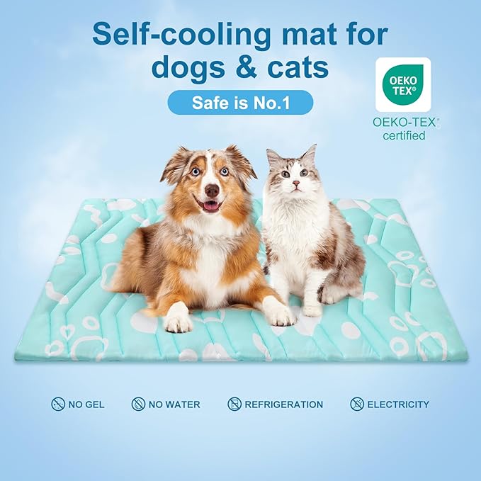 BEAUTYZOO Upgrade Dog Cooling Mat Extra Large, Reversible Self-Cooling Mat for Dogs, Thicken Pet Ice Cool Pad Blanket for Summer Kennel Sofa Bed Floor Car Seat, Machine Washable&Foldable, 48"x28"-PawvioPets