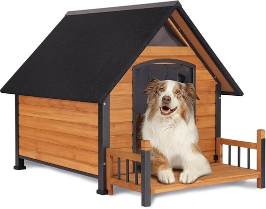 AIVITUVIN Outdoor Dog House with Anti-Chewing Durable Metal Frame Dog Kennel for Large Breed Dog Shelter Weatherproof (Brown 50.9" D x 37.4" W x 37.2" H-PawvioPets