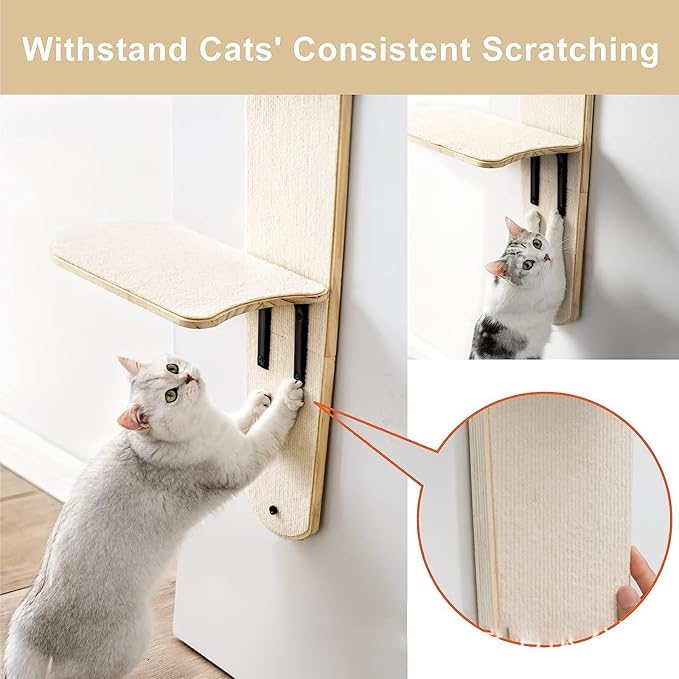 Door Hanging Cat Shelf, Multi Level Door Hanging Cat, Cat Tree Door Hanger Mounted Cat Shelves Cat Ladder, 4-Levels Over Door Cat Climber for Indoor Cats-PawvioPets