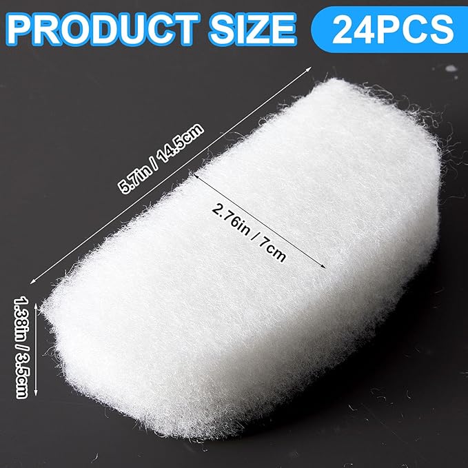 24 Pcs Filter Media Compatible with Fluval 106/107/206/207 Canister Filter Media Aquarium Polishing Pads 5.71 x 2.76 x 1.38 Inches Fish Tank Aquarium Accessories Replacement-PawvioPets