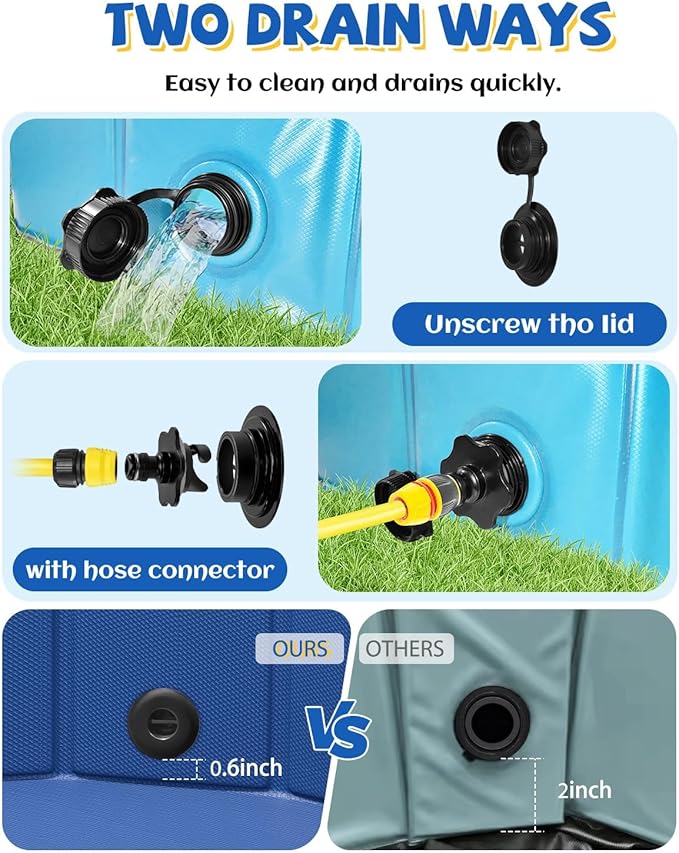 Foldable Dog Pool, YSJILIDE Portable PVC Pet Swimming Pool, Collapsible Plastic Bath for for Large Medium Small Dogs & Kids (XXXL-79"x 16" Blue)-PawvioPets