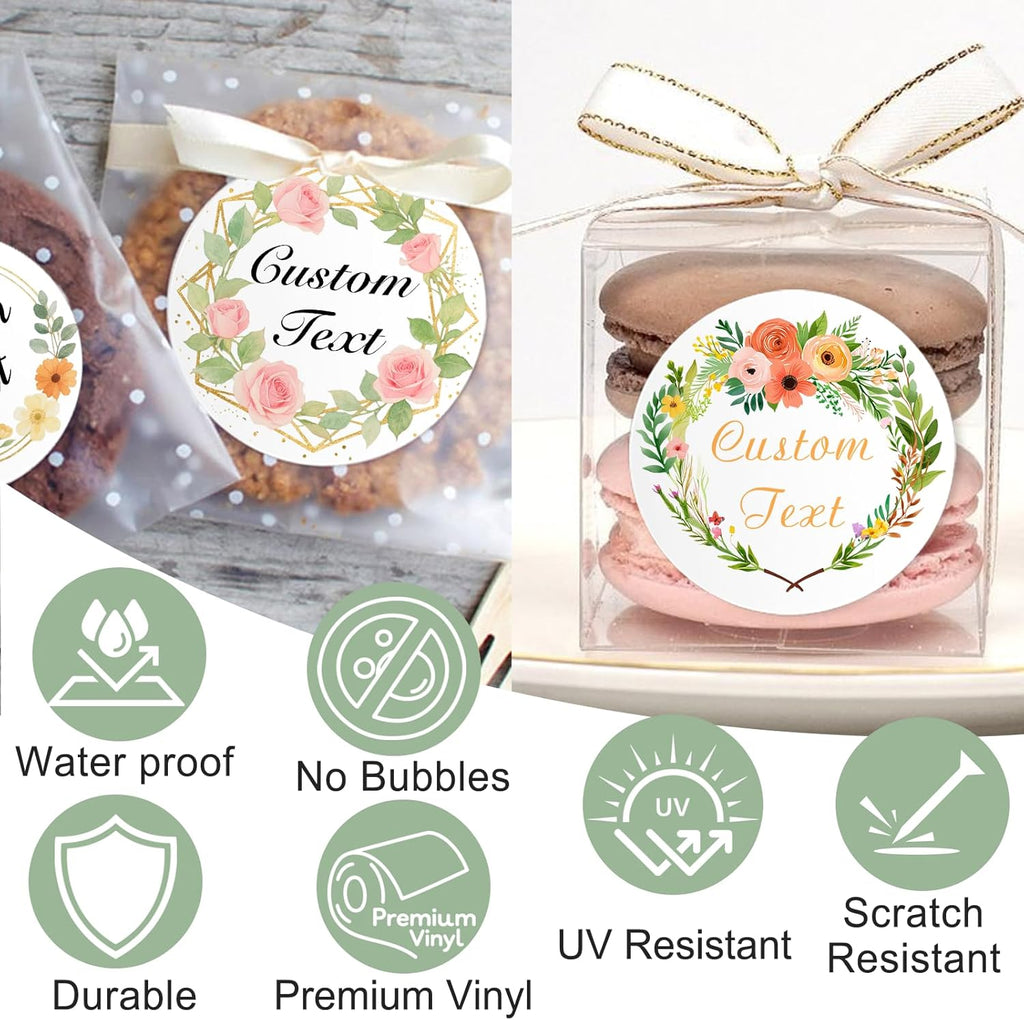 Custom Personalized Stickers Label for Wedding Favors Business Logo Birthday Party Customized Sticker Vinyl Labels Customize Gift Label Stickers 50-1000 Pack