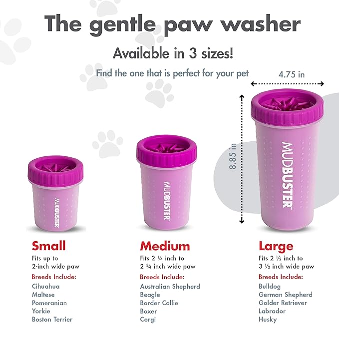 Dexas MudBuster Portable Large Dog Paw Cleaner, Fuchsia - Premium Pet Supplies and Accessories-PawvioPets