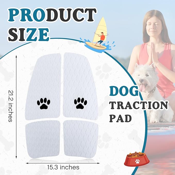 Dog Traction Pad Dog Paddle Board Kayak Accessories 21.2 x 15.3 Inch Non Slip Deck Grip Mat Surfboard Traction Good Grip EVA Foams for SUP Skimboard Paddleboard Surfboard-PawvioPets