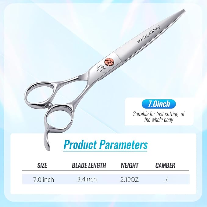 Dog Grooming Scissors: 7 inch Pet Straight Shears Made Of Japanese 440C Advanced Stainless Steel Professional Grooming Scissors for Dogs Cats and Other Pets-PawvioPets