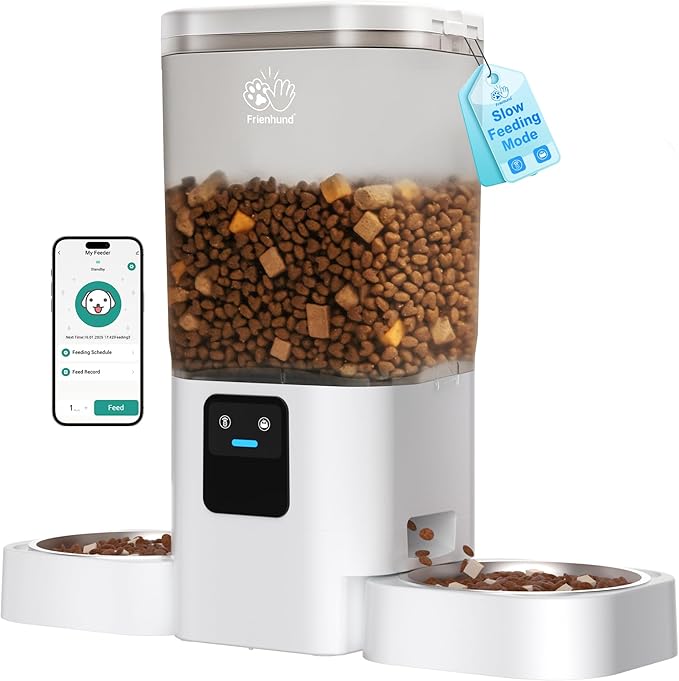 Automatic Cat Feeders 2 Cat with Slow Feed: Dual Automatic Dog Feeder with 5G WiFi, cat Food Dispenser with Alexa for Multiple Pets, Detachable for Easy Clean - 29 Cup（7L Large Capacity）-PawvioPets