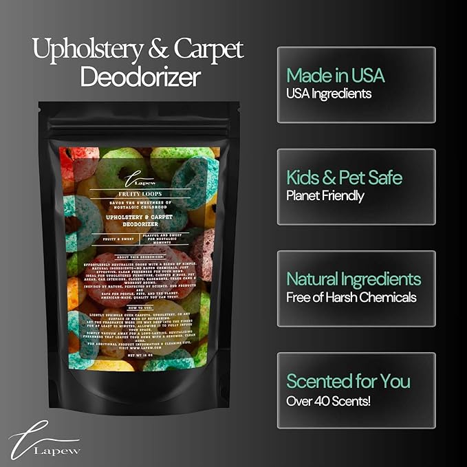 Fruity Loops Carpet Freshener Powder: Powerful Odor Eliminator for Home, Upholstery Deodorizer, Carpet Deodorizer, Pet Urine, Cat Litter Box - Fruity Loops Fragrance.-PawvioPets