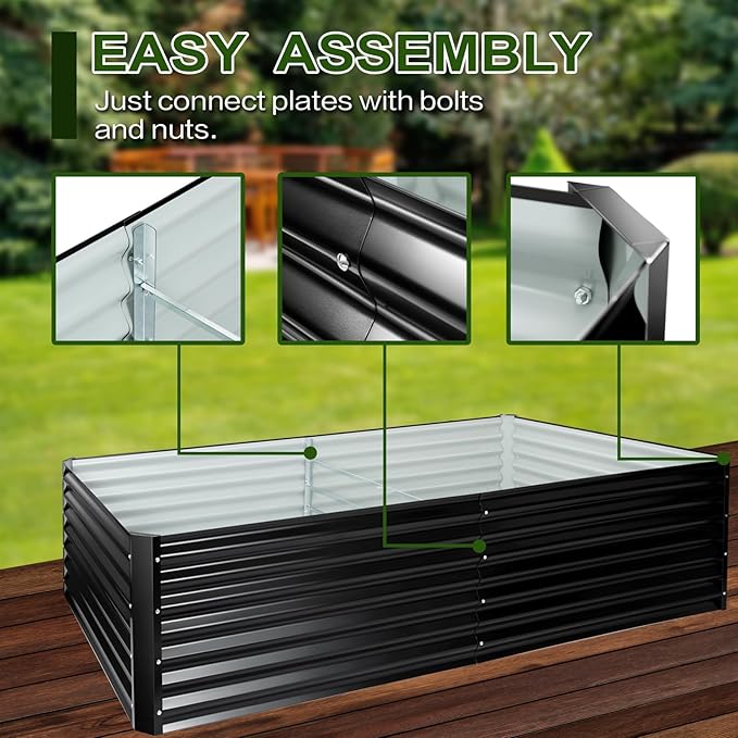EDOSTORY Metal Raised Bed Garden Bed Kit, 8x4x2ft Tall Galvanized Planter Raised Garden Boxes Outdoor, Large Metal Raised Garden Beds for Flowers, Vegetables, Herbs-PawvioPets