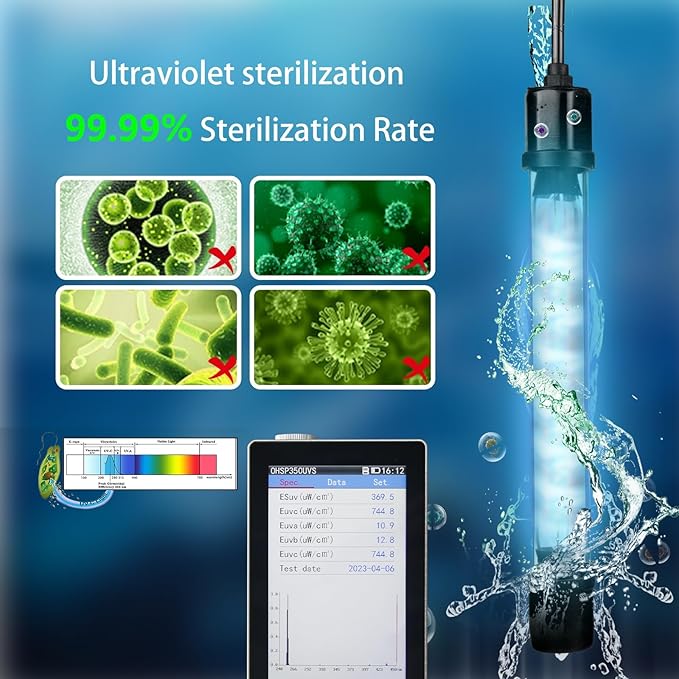 158GPH Small Aquarium Filter, UV Sterilizer for Aquarium for 10-45 Gallon Tank, Internal Pump for Turtle Betta Fish Tank Filter Silent 4-in-1 Green Killing Machine with Fish Tank Filters Deodorization-PawvioPets