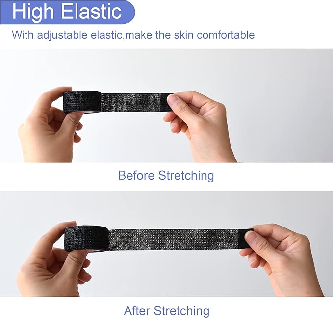 9 Pack 1" x 5 Yards Self Adhesive Bandage Wrap Self Stick Wrap for Ankle, Wrist, Finger, Sports, Breathable Cohesive Vet Tape for Pets (Black)-PawvioPets